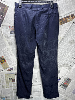 ® Waist: 34" | FLoral Blue | Regular Fit Pants | Poly-Viscose | M4 - 2797 - Genuine Maal