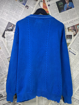GANT® L/XL | Chest: 24.5" | Blue | Cable Knit Hand Intarsia Cardigen | Cotton | 3384 - Genuine Maal