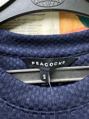 Peacock® Small | Chest: 19" | Blue | Knit T-Shirt | Poly - Visc - Elastane | 4128 - Genuine Maal