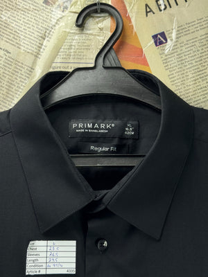 Primark® Large | Chest 23.5” | Black | Collar 16.5" Shirt | Poly - Cotton | 4335 - Genuine Maal