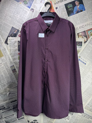 Primark® Large | Chest 23” | Maroon with Polka Dots | Shirt | Poly - Cotton - Elastane | 4331 - Genuine Maal