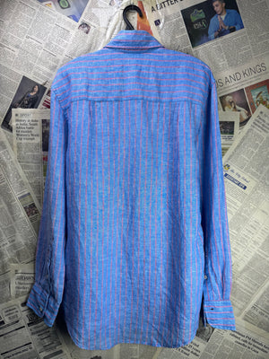 Boden® Small | Chest: 20" | Blue Stripe | Shirt | Linen | 4543 - Genuine Maal