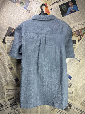 Nines® Small | Chest: 20.5" | Blue | Seersucker Shirt | Poly - Elastane | 4541 - Genuine Maal