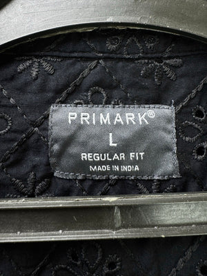 Primark® Large | Chest 23” | Black | Open - Knit Shirt | Cotton | 4565 - Genuine Maal