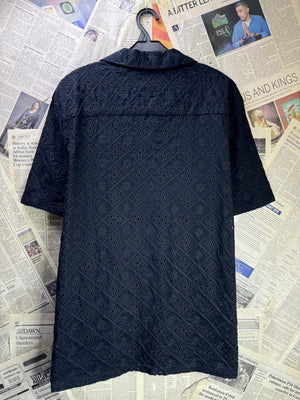 Primark® Large | Chest 23” | Black | Open - Knit Shirt | Cotton | 4565 - Genuine Maal