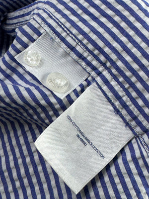Land's End® Large | Chest 24” | Blue Stripe Seersucker | Collar 16.5" Shirt | Cotton | 4357 - Genuine Maal