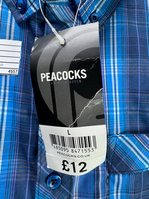 Peacock® Large | Chest 23” | Blue Plaid | Shirt | Poly | 4557 - Genuine Maal