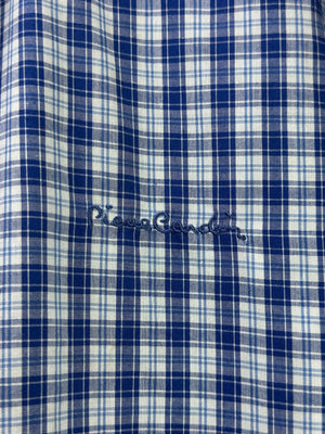 Pierre Cardin® Medium | Chest: 22.5" | Blue Check | Shirt | Poly - Cotton | 4360 - Genuine Maal
