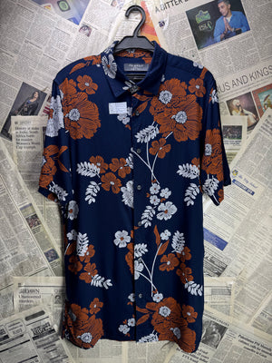 Primark® Small | Chest: 20" | Blue Floral | Shirt | Viscose | 4723 - Genuine Maal