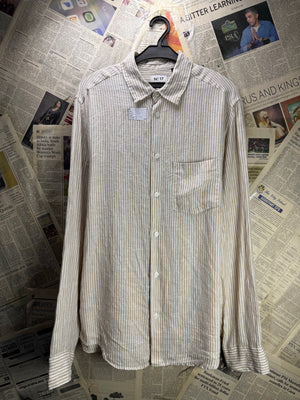 H&M® Small | Chest: 20" | Beige Stripe | Shirt | Linen | 4731 - Genuine Maal