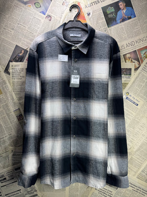 Tu® Medium | Chest: 21.5" | Grey Plaid | Flannel Shirt | Cotton | 4715 - Genuine Maal