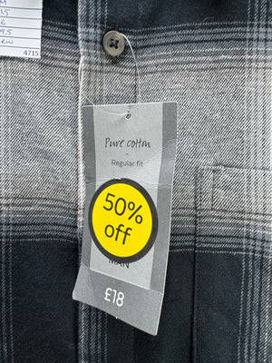 Tu® Medium | Chest: 21.5" | Grey Plaid | Flannel Shirt | Cotton | 4715 - Genuine Maal