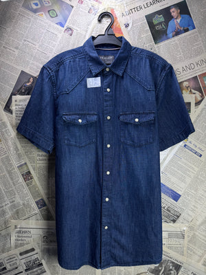 Primark® Small | Chest: 20.5" | Blue | Denim Shirt | Cotton | 4716 - Genuine Maal