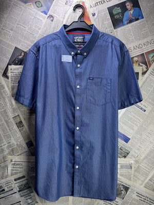Superdry® Medium | Chest: 22.5" | Blue | Shirt | Cotton | 4760 - Genuine Maal