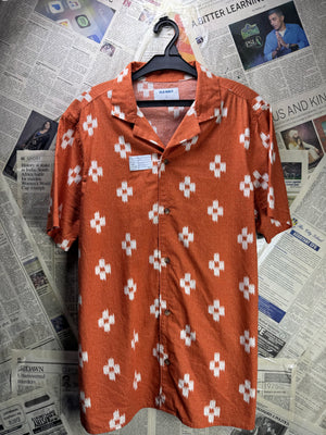 Old Navy® Small | Chest: 21" | Burnt Orange | Camp Shirt | Cotton - Hemp | 4372 - Genuine Maal