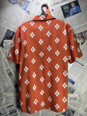 Old Navy® Small | Chest: 21" | Burnt Orange | Camp Shirt | Cotton - Hemp | 4372 - Genuine Maal