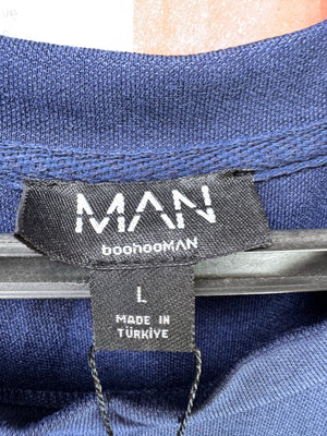 MAN® Medium | Chest: 21.5" | Space blue with pattern | Knit T-Shirt | Poly - Viscose | 3418 - Genuine Maal