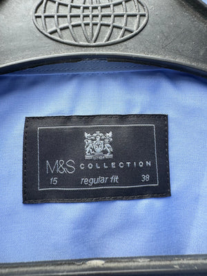 M&S® Medium | Chest: 22" | Blue | Collar 15" | Shirt | Poly - Cotton | 4529 - Genuine Maal