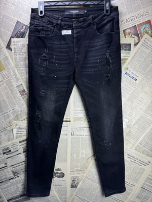 Alessandro Zavetti® Waist: 32" | Black | Denim Pants | Poly - Cotton | 2376 - Genuine Maal