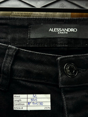 Alessandro Zavetti® Waist: 32" | Black | Denim Pants | Poly - Cotton | 2376 - Genuine Maal