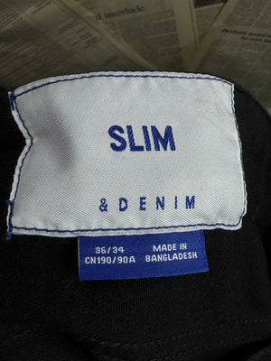 H&M® Waist: 36" | Black | Slim Fit Denim Pants | Cotton - Elastane | 2386 - Genuine Maal