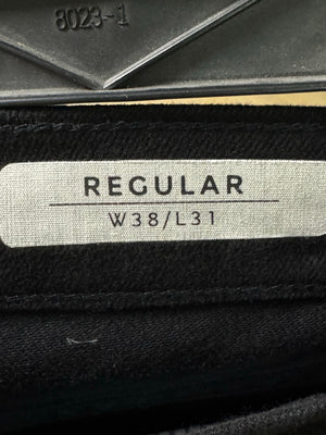 M&S® Waist: 38" | Black | Regular Fit Denim Pants | Cotton - Elastane | 2363 - Genuine Maal