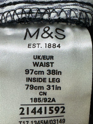 M&S® Waist: 38" | Black | Regular Fit Denim Pants | Cotton - Elastane | 2363 - Genuine Maal