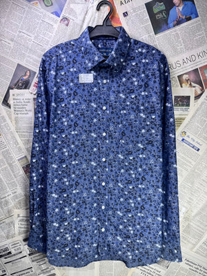 F&F® Large | Chest: 23" | Blue Floral Print | Shirt | Cotton - Poly | 3241 - Genuine Maal
