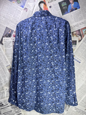 F&F® Large | Chest: 23" | Blue Floral Print | Shirt | Cotton - Poly | 3241 - Genuine Maal