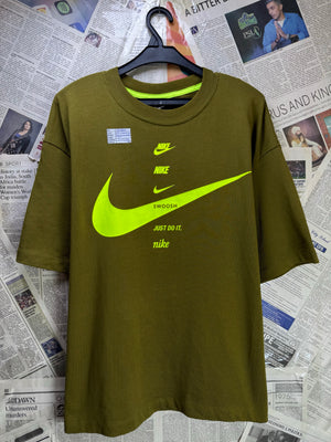 N*ke® Medium | Chest: 23.5" | Olive Green | Oversize T-Shirt | Cotton | 3437 - Genuine Maal