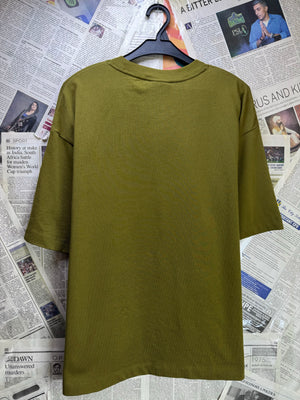 N*ke® Medium | Chest: 23.5" | Olive Green | Oversize T-Shirt | Cotton | 3437 - Genuine Maal