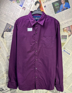 BeverlyHills® Medium | Chest: 22" | Purple Geometic Pattern | Shirt | Cotton | 3650 - Genuine Maal