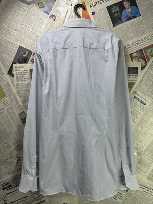 Next® L/XL | Chest: 24.5" | Grey Stripe | Dress Shirt | Poly - Cotton | 3276 - Genuine Maal