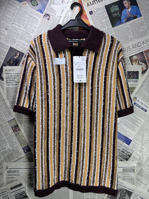 Zara® Medium | Chest: 21.5" | Textured Knit Polo | Cotton - Viscose - Poly | 3486 - Genuine Maal