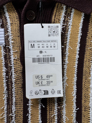 Zara® Medium | Chest: 21.5" | Textured Knit Polo | Cotton - Viscose - Poly | 3486 - Genuine Maal