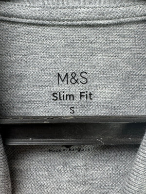 M&S® XS | Chest: 18.5" | Grey | Slim Fit Polo | Cotton | 3479 - Genuine Maal