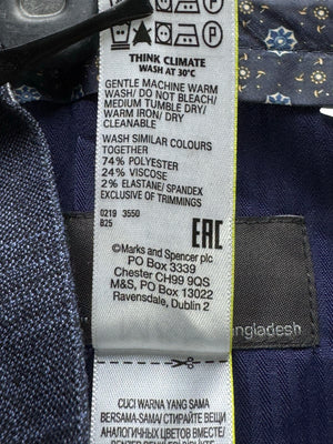 M&S® Waist: 36" | Blue | Dress Pants | Poly - Viscose - Elastane | 2952 - Genuine Maal