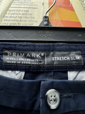 Primark® Waist: 34" | Blue | Slim - Fit Chino Pants | Cotton - Elastane | 2969 | Made in Bangladesh - Genuine Maal