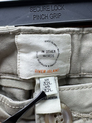 River Island® Waist: 32" | Khaki | Chino Pants | Cotton - Elastane | 2968 - Genuine Maal