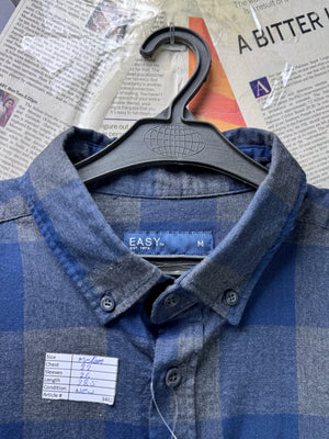 Easy® Medium | Chest: 22" | Blue & Grey Check | Shirt | Cotton | 3482 - Genuine Maal