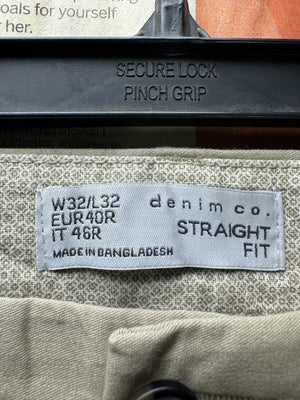 Denim Co.® Waist: 32" | Beige | Straight Fit Chino Pants | Cotton - Elastane | 2946 - Genuine Maal