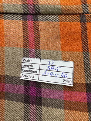 Zara® Waist: 32" | Orange Check | Smart Casual - Semi Formal Pants | Poly - Viscose - Elastane | 2980 - Genuine Maal