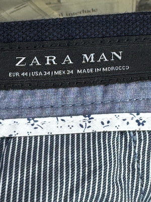 Zara® Waist: 34" | Blue | Chino Pants | Poly - Cotton - Viscose - Elastane | 2712 - Genuine Maal