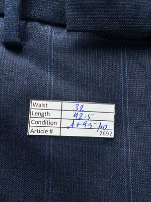 Primark® Waist: 32" | Blue Check | Slim Fit Dress Pants | Poly - Viscose | 2697 - Genuine Maal