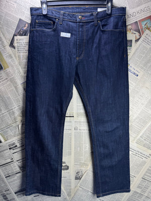 M&S® Waist: 36" | Blue | Straight Fit Denim Pants | Cotton - Elastane | 2490 - Genuine Maal
