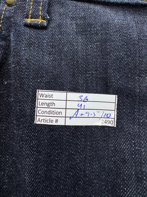 M&S® Waist: 36" | Blue | Straight Fit Denim Pants | Cotton - Elastane | 2490 - Genuine Maal