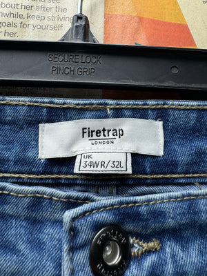 Firetrap® Waist: 34" | Blue | Denim Pants | Poly - Cotton - Elastane | 2497 - Genuine Maal