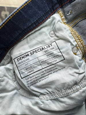 River Island® Waist: 36" | Blue | Skinny Fit Denim Pants | Cotton - Elastane | 2456 - Genuine Maal