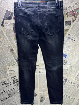 Avenzi Jeans® Waist: 32" | Black | Distressed Denim Pants | Poly - Cotton - Elastane | 2500 - Genuine Maal