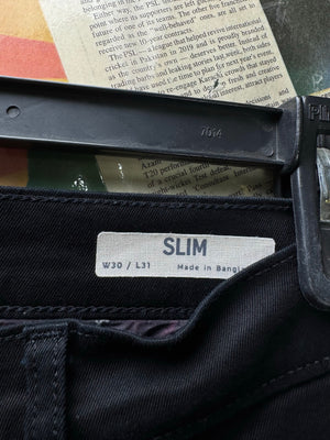 M&S® Waist: 30" | Black | Slim Fit Denim Pants | Cotton - Elastane | 2720 - Genuine Maal
